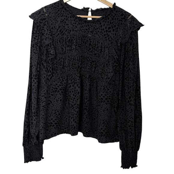 Rails Kadi Blouse Spotted Slate Balloon Sleeve Ruffle Blouse (XL) - Picture 3 of 14